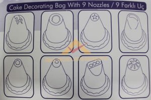 9 FARKLI ŞEKİL RENKLİ BAŞLIKLI KREMA SIKACAĞI