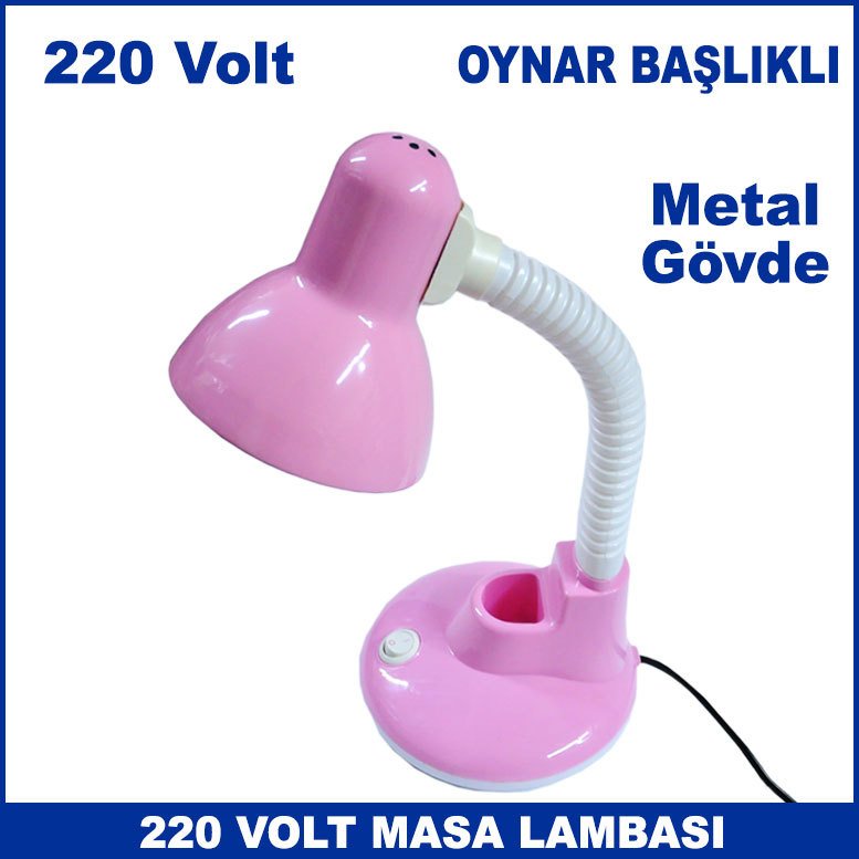 220 V Elektrikle Çalışan Her Türlü Ampul Takılan Oynar Başlıklı Masa Lambası - Ders Çalışma Lambası
