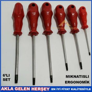 MIKNATISLI ERGONOMİK 6'LI TORX TORNAVİDA SETİ