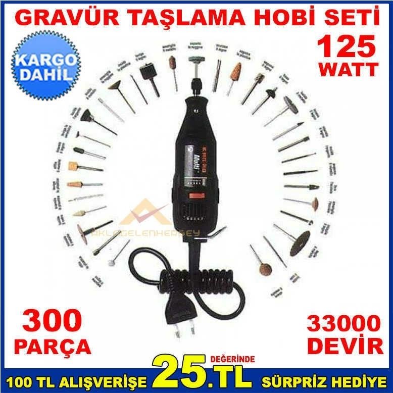 Hız Ayarlı 300 Parça Ban-Co Gravür Taşlama Hobi Seti 125W Motor