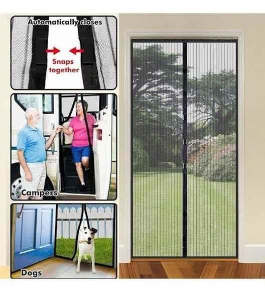 Siyah Mıknatıslı Kapı Sinekliği 205x95 TekParça Ortadan girişli Sineklik Tülü Lütfen Video İzleyin