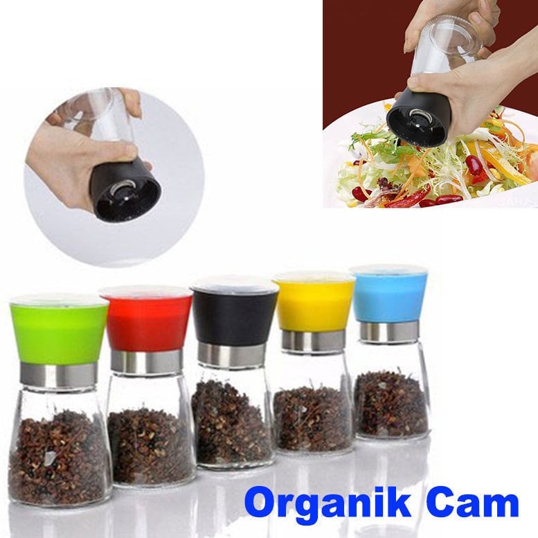 Baharat,Tuz Karabiber Öğütücü Organik Cam Seramik Desenli Şık Tasarım Öğütücü Değirmen