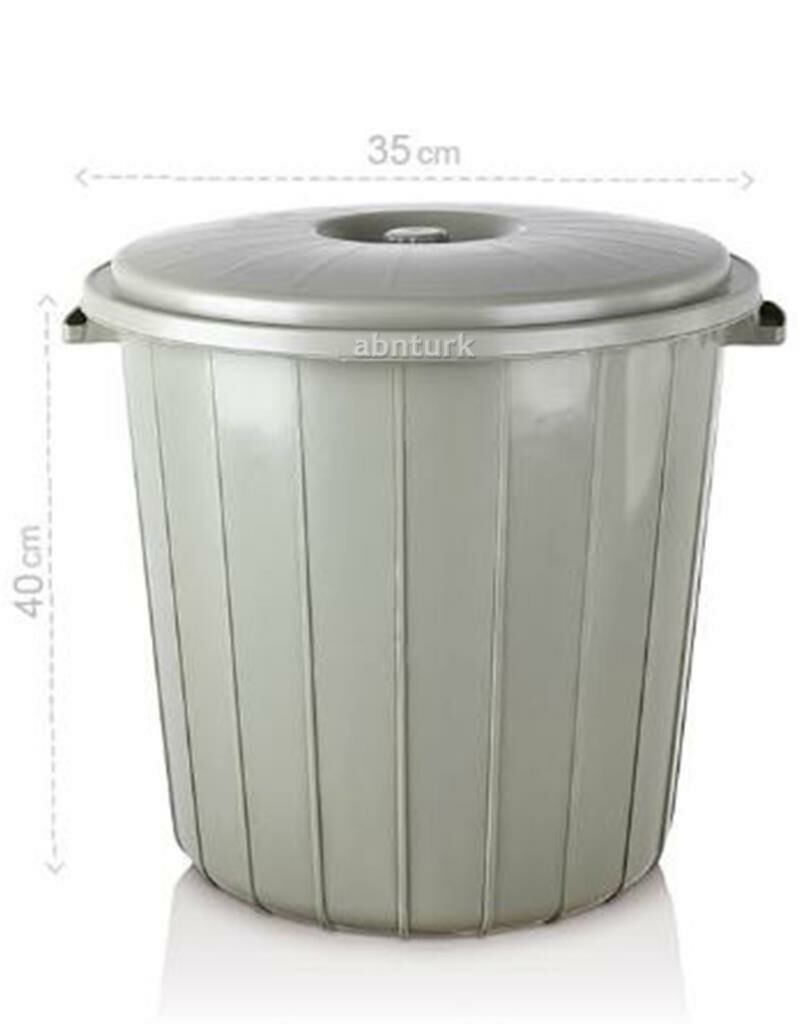 25 Litre Yuvarlak Kapaklı Büyük Çöp Kovası Sağlam Kalite Plastik Çöp Kutusu Ø35 h:40 Su Erzak Kovası