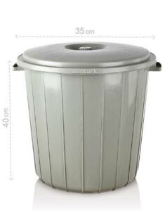 25 Litre Yuvarlak Kapaklı Büyük Çöp Kovası Sağlam Kalite Plastik Çöp Kutusu Ø35 h:40 Su Erzak Kovası