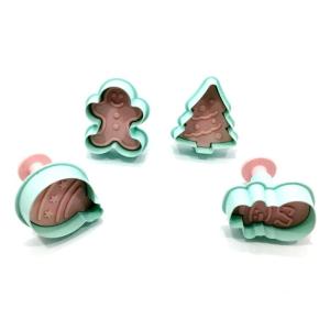 Yaylı Bas Çıkart Sistem Şekilli 4 lü Şeker Hamuru Kurabiye Kalıbı