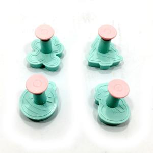 Yaylı Bas Çıkart Sistem Şekilli 4 lü Şeker Hamuru Kurabiye Kalıbı