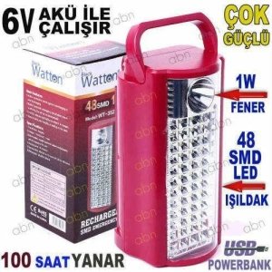 100 Saat Yanan 1W Şarjlı Fener,15saat Yanan 48 Led Şarjlı Işıldak