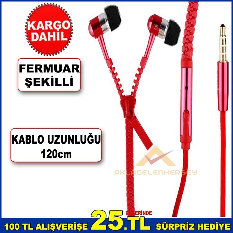 120cm KABLO UZUNLUĞU SES KISMA-AÇMA FERMUAR ŞEKLİNDE KULAKLIK