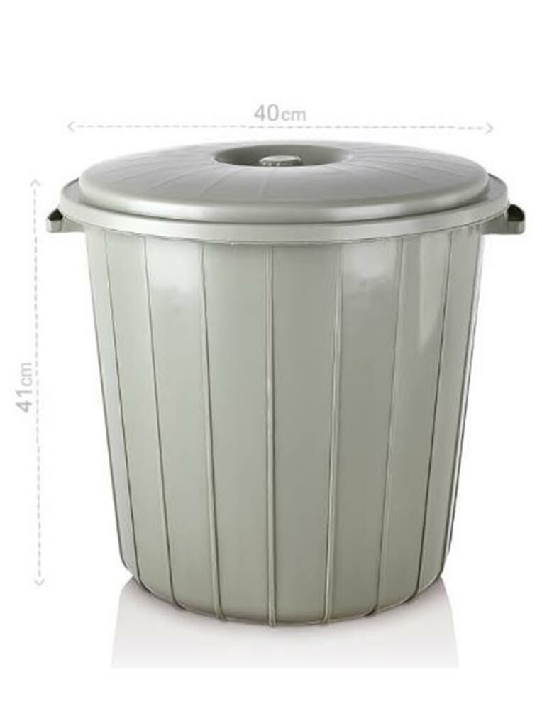 35 Litre Yuvarlak Battal Kapaklı Çöp Kovası Sağlam Kalite Plastik Çöp Kutusu Ø40 h41 Su Erzak Kovası