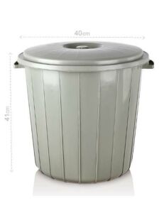 35 Litre Yuvarlak Battal Kapaklı Çöp Kovası Sağlam Kalite Plastik Çöp Kutusu Ø40 h41 Su Erzak Kovası