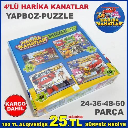 4'lü Harika Kanatlar Eğitici Eğlendirici Puzzle