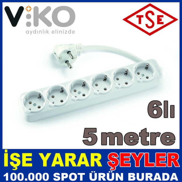 VİKO TOPRAKLI UZATMA KABLOSU 6'LI 5 METRE 3x1.5