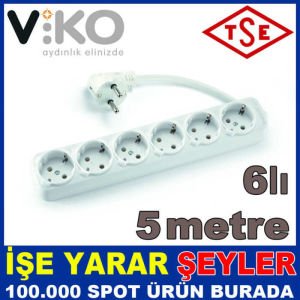 VİKO TOPRAKLI UZATMA KABLOSU 6'LI 5 METRE 3x1.5