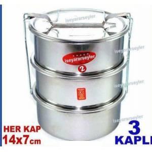 YEMEK TAŞIMA KABI 2no 2-3 KİŞİLİK 3'LÜ PASLANMAZ ÇELİK SEFERTASI,