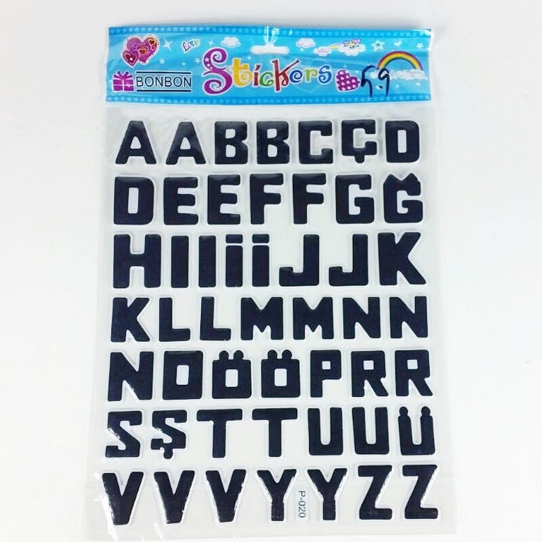 Siyah Alfabe Stickers (telefon-tablet-laptop-defter-kitap-stickers)