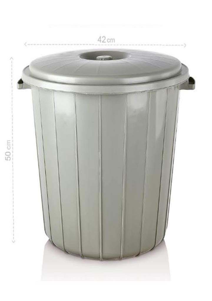 50 Litre Yuvarlak Kapaklı Jumbo Çöp Kovası Sağlam Kalite Plastik Çöp Kutusu Ø42 h50 Su Erzak Kovası