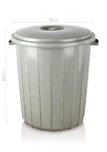 50 Litre Yuvarlak Kapaklı Jumbo Çöp Kovası Sağlam Kalite Plastik Çöp Kutusu Ø42 h50 Su Erzak Kovası
