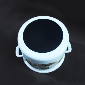 Emaye Deppot Tencere 24 cm Desenli Emaye Beyaz Derin Emaye Tencere