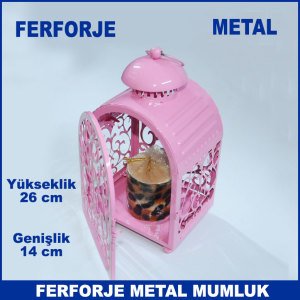 Büyük Motifli Ferforje Metal Mumluk - Tea Light Mumluk - Kafes Mumluk - Dekoratif Mumluk - Şamdan
