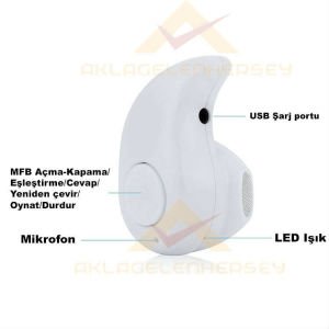 ÇOK FONKSİYONLU MİNİ BLUETOOTH KULAKLIK BEYAZ