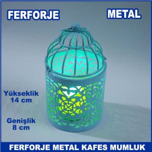 Motifli Ferforje Metal Kafes Mumluk - Tea Light Mumluk - Kafes Mumluk - Dekoratif Mumluk