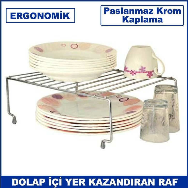 Paslanmaz Krom Kaplama Dolap İçi Yer Kazandıran Raf Ergonomik Tasarım ve Portatif