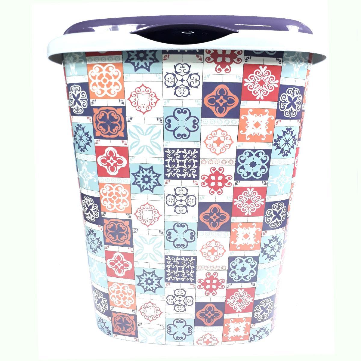 RENKLİ DESENLE KİRLİ SEPETİ BANYO 50x35x42 60 LT 