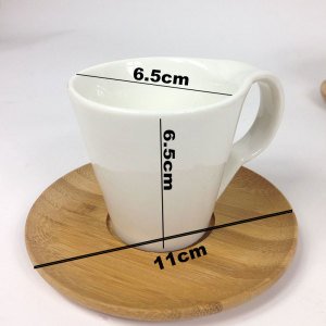 6 Kişilik Bambu Altlıklı Porselen Türk Kahve Fincan Seti 12 Parça Şık Tasarım Fincan Seti