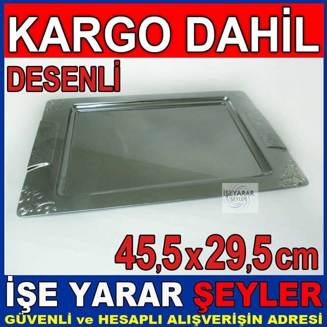 304 KALİTE PASLANMAZ ÇELİK DİKDÖRTGEN ÇAY KAHVE SERVİS TEPSİSİ