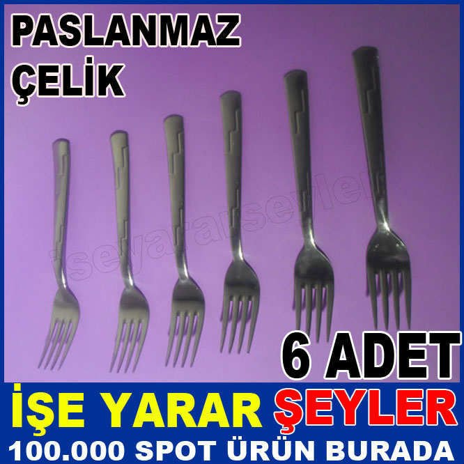 6 ADET PASLANMAZ ÇELİK TATLI ÇATALI SETİ