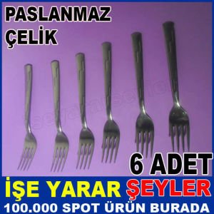 6 ADET PASLANMAZ ÇELİK TATLI ÇATALI SETİ