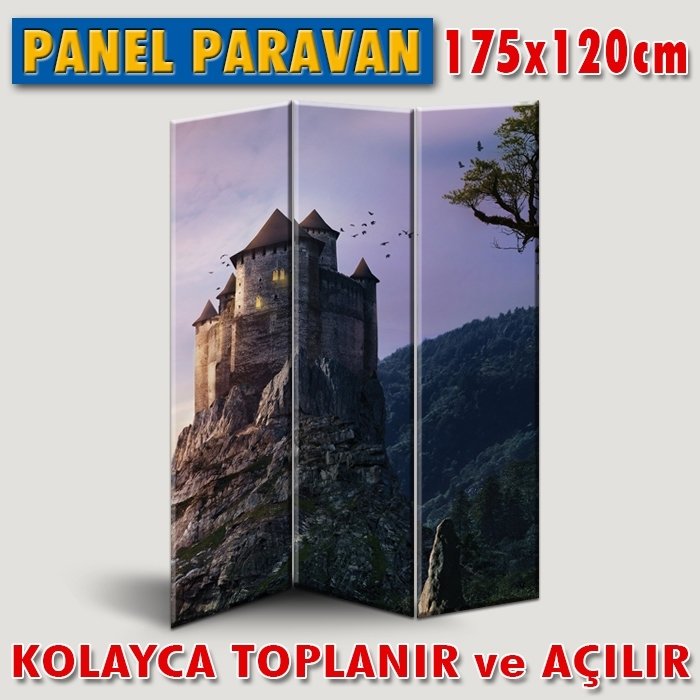 GÖRSELLİ KATLANIR PANEL BÖLME SİSTEMİ - FANTAZİ KALEDE GÜNBATIMI