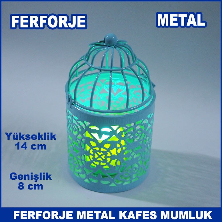Motifli Ferforje Metal Kafes Mumluk - Tea Light Mumluk - Kafes Mumluk - Dekoratif Mumluk
