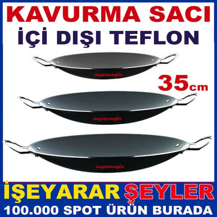İÇİ DIŞI TEFLON BÜYÜK BOY KAVURMA SACI 35cm