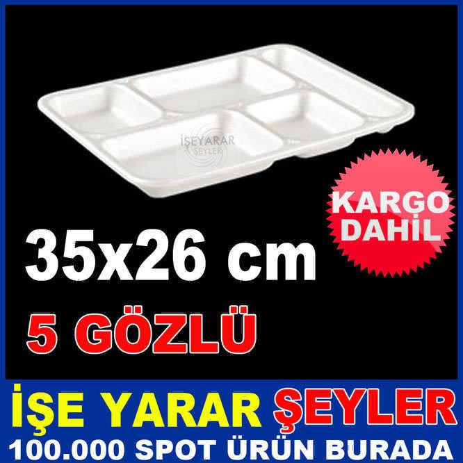 ISI KORUMALI İZOLELİ 100 ADET 5 GÖZLÜ KÖPÜK YEMEK TABAĞI EKONOMİK 5 GÖZLÜ KULLAN AT TABAK-1