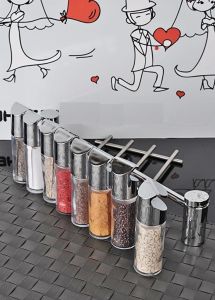 8li Set Askılı Cam Baharatlık Ultra Lüx Kromajlı Duvara Monteli Krom Çubuk Taşıyıcı Başlıklar Mevcut