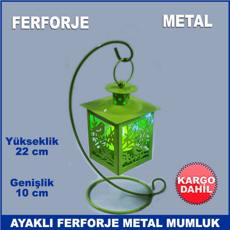 Ayaklı Kuş Motifli Ferforje Metal Mumluk - Tea Light Mumluk - Kafes Mumluk - Dekoratif Mumluk
