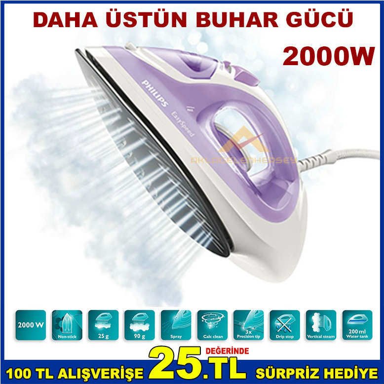 PHİLİPS 1026 ÖZEL TEFLON TABAN 200W BUHARLI ÜTÜ