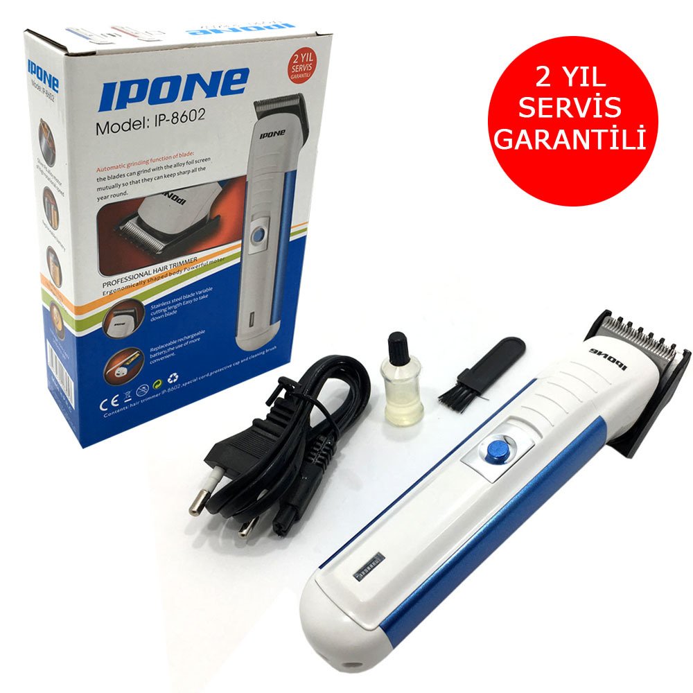 Şarjlı Tıraş Makinesi Kablolu Kablosuz Kullanımlı Ipone IP-8602 Garantili Saç Sakal Ense