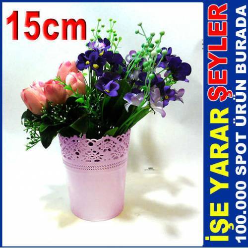 15cm Dekoratif Desenli Kuru Çiçek Saksısı