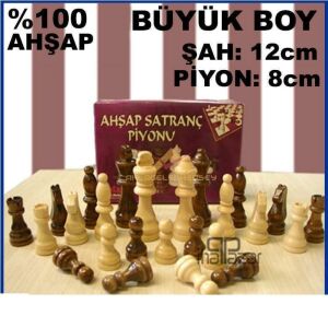 Büyük Boy %100 Ahşap Kaliteli Satranç Piyon Takımı Satranç Taşı Seti