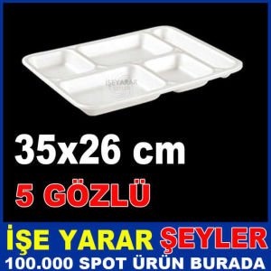 ISI KORUMALI İZOLELİ 100 ADET 5 GÖZLÜ KÖPÜK YEMEK TABAĞI EKONOMİK 5 GÖZLÜ KULLAN AT TABAK-1