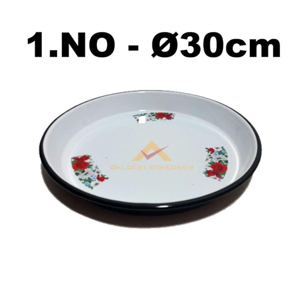 YUVARLAK ÇİÇEK DESENLİ EMAYE YÜKSEK KENARLI ÇİNKO FIRIN TEPSİSİ 30 cm çap