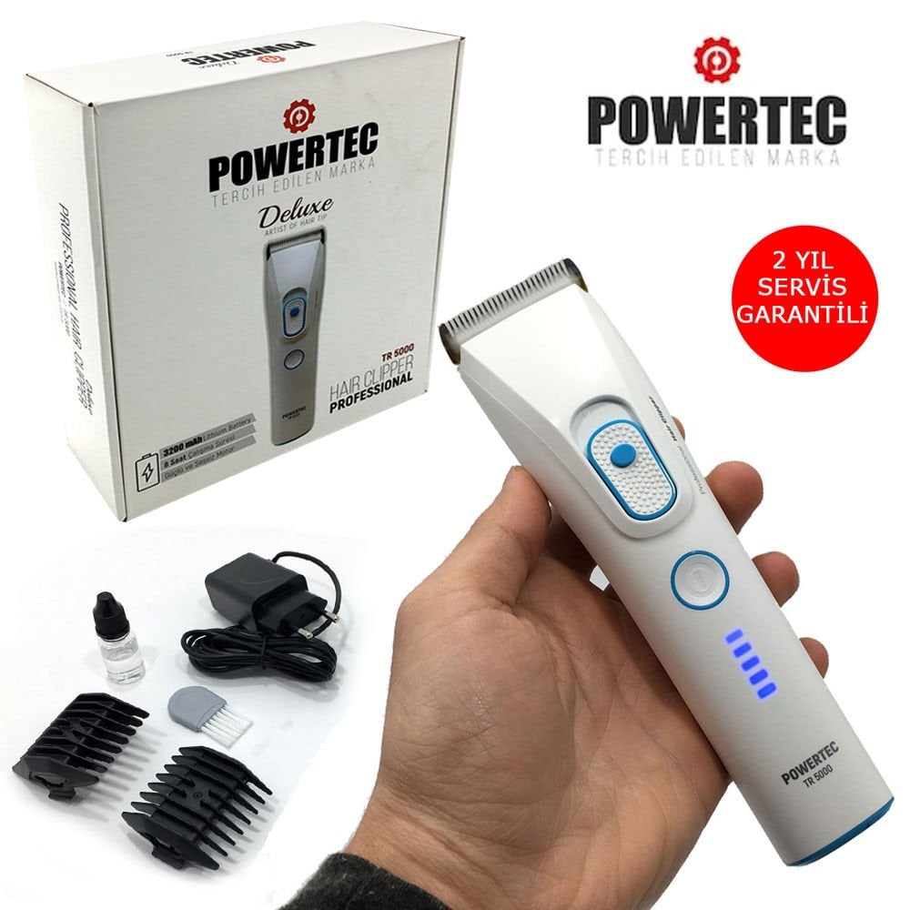 Powertec TR5000 Seramik Bıçaklı Şarjlı Profesyonel Tıraş Makinesi