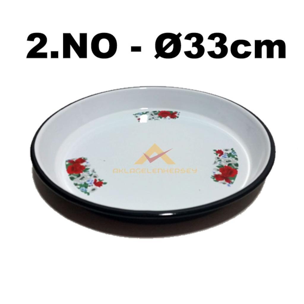 YUVARLAK ÇİÇEK DESENLİ EMAYE YÜKSEK KENARLI ÇİNKO FIRIN TEPSİSİ 33 cm çap