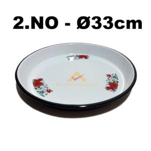 YUVARLAK ÇİÇEK DESENLİ EMAYE YÜKSEK KENARLI ÇİNKO FIRIN TEPSİSİ 33 cm çap