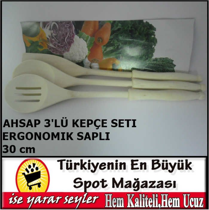 3'LÜ ERGONOMİK SAPLI AHŞAP KEPÇE SPATULA SETİ