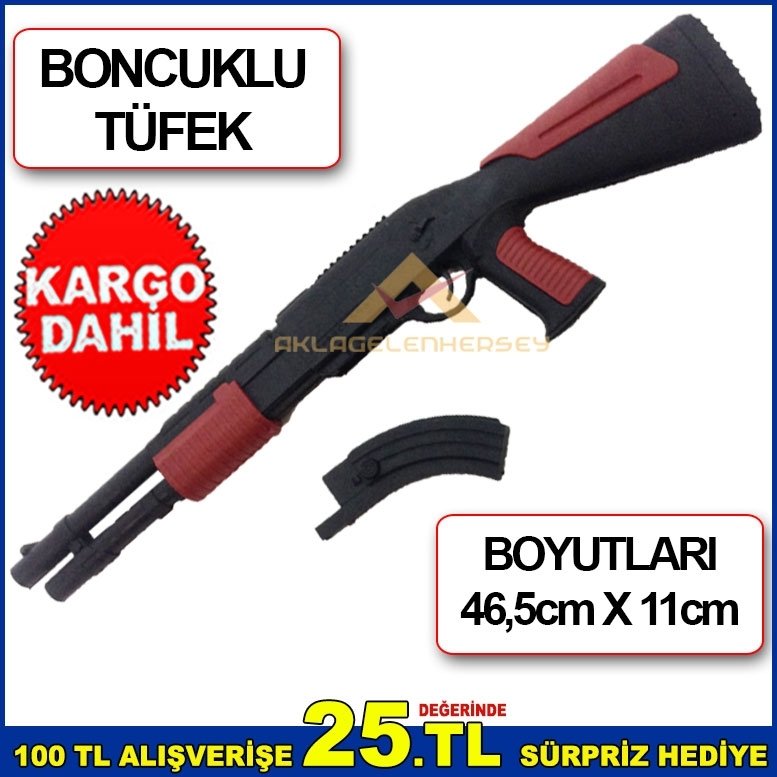 46,5cmx11cm BOYUTUNDA ŞARJÖRLÜ UZUN MESAFELİ BONCUKLU TÜFEK