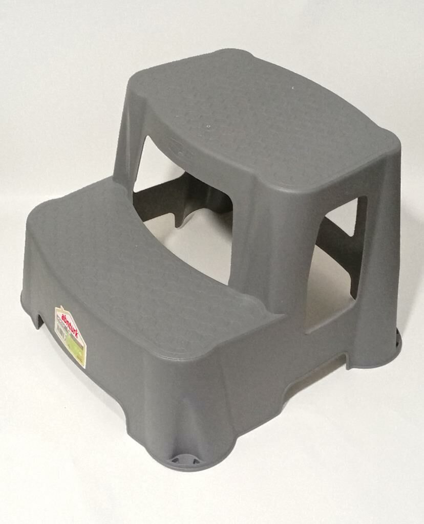 Füme K.Gri Kaymaz Taban Yükseltici Basamaklı Çocuk Lavabo Taburesi 120kg taşır 2 Basamaklı Merdiven