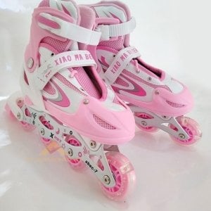 Işıklı Silikon Tekerli m-35-38 Ayarlanabilir Pembe Paten Set